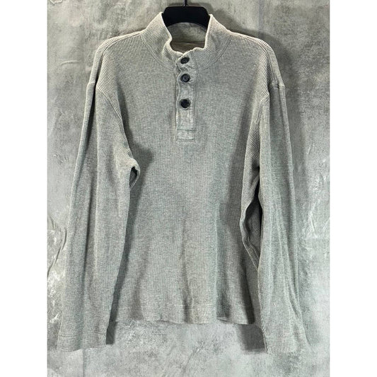 MICHAEL KORS Men's Grey Mock-Neck Three-Button Pullover Sweater SZ XL