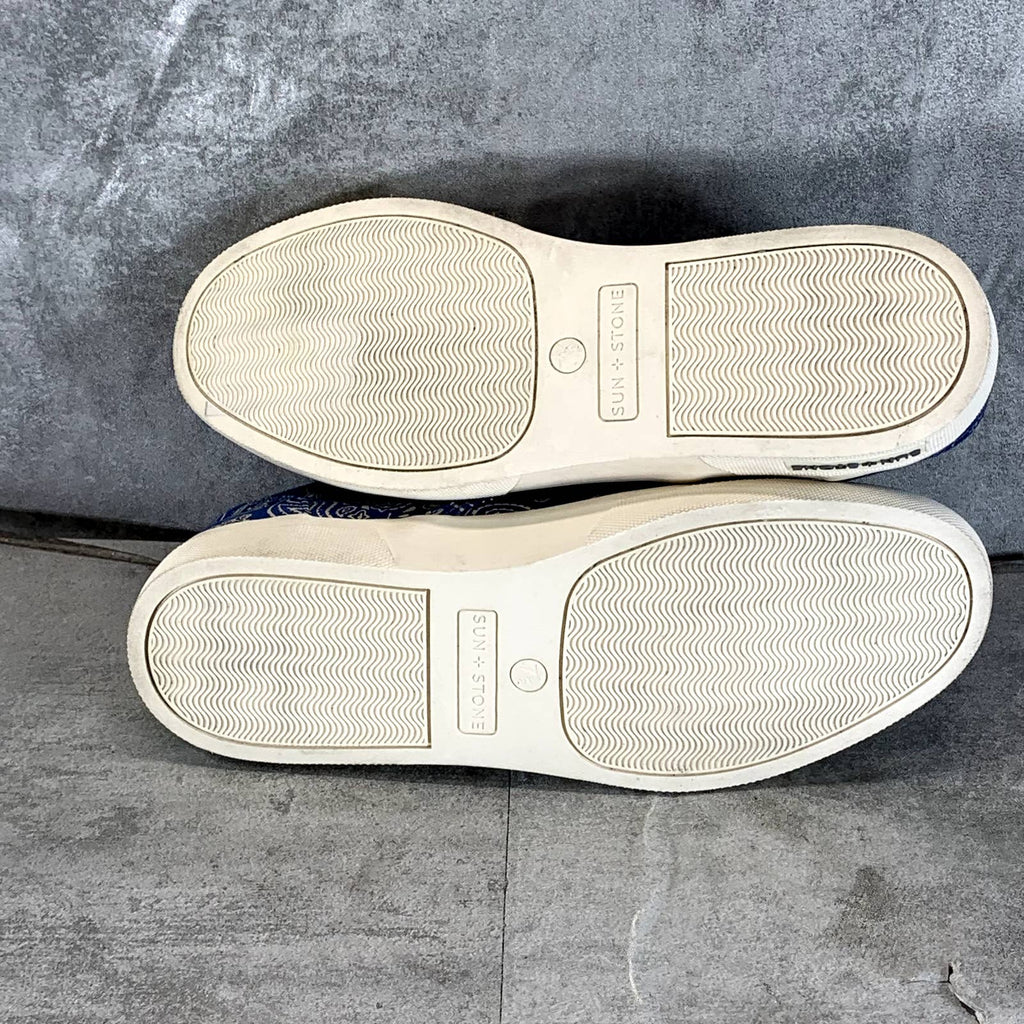 SUN + STONE Men's Navy Paisley Reins Slip-On Sneakers SZ 7./5