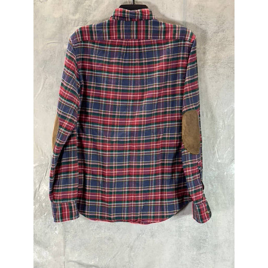J.CREW Men's Multicolor Plaid Slim-Fit Elbow Patch Button-Up Flannel Shirt SZ S