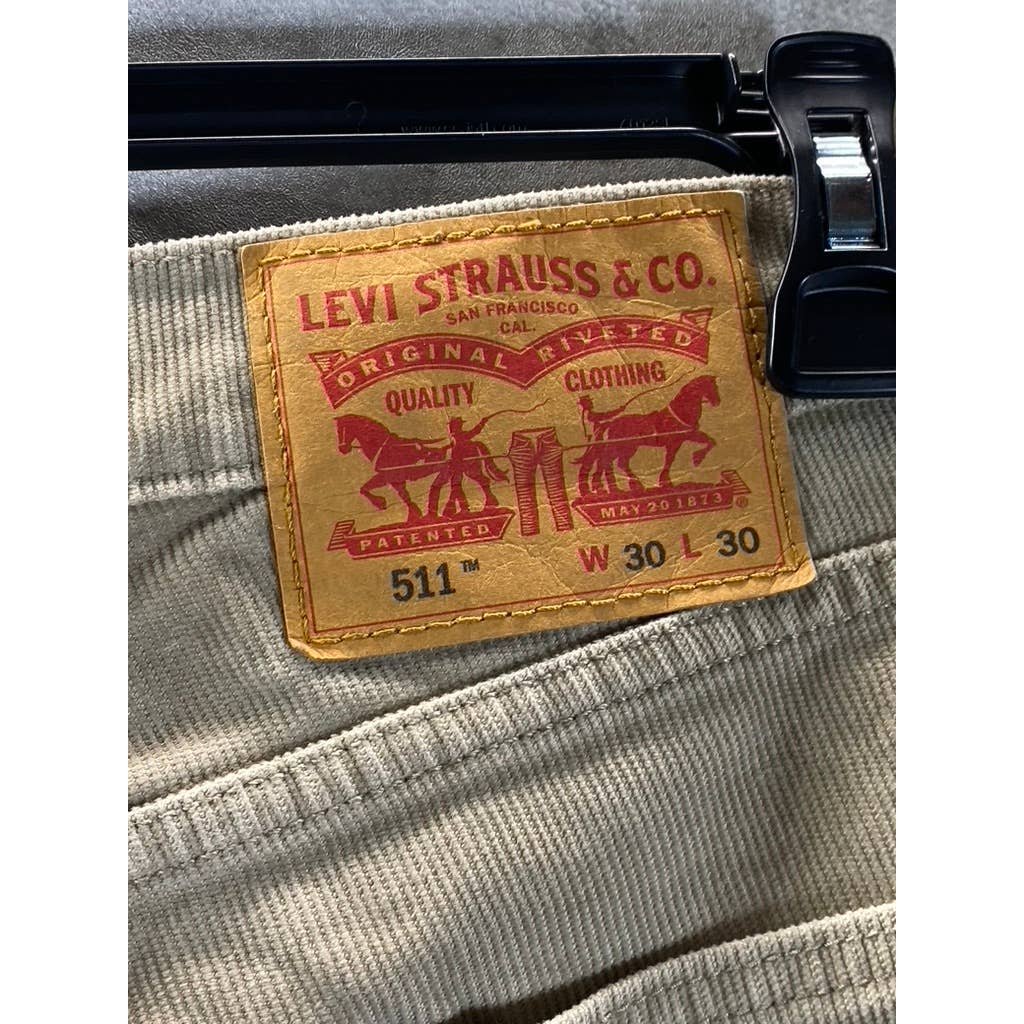 LEVI'S Men's Tan 511 Corduroy Slim-Fit Pants SZ 30X30