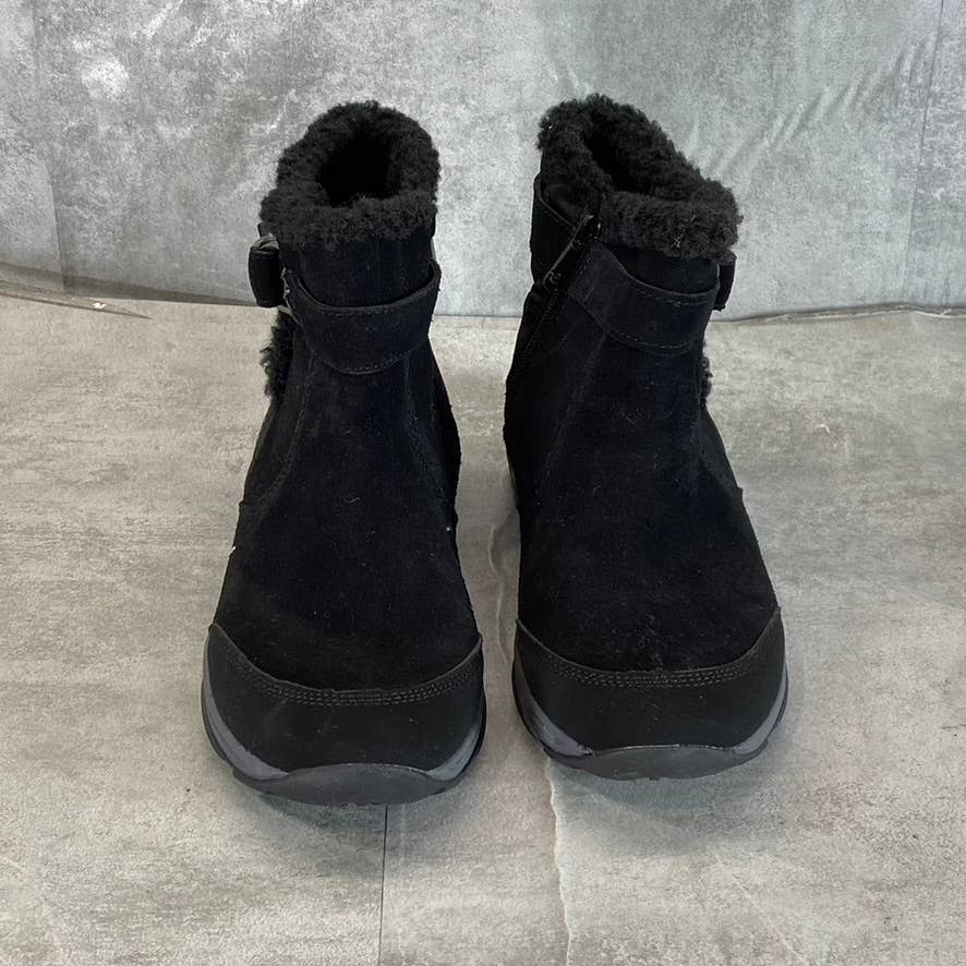 EASY SPIRIT Women's Black Faux-Fur Seelk Round-Toe Side-Zip Ankle Boots SZ 8.5