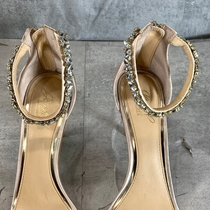 JEWEL BADGLEY MISCHKA Women's Champagne Caroline Ankle-Strap Evening Sandal SZ10