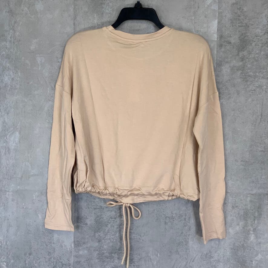 SOPHIE RUE Tan Crewneck Drawstring Hem Pullover Long Sleeve Sweater SZ S