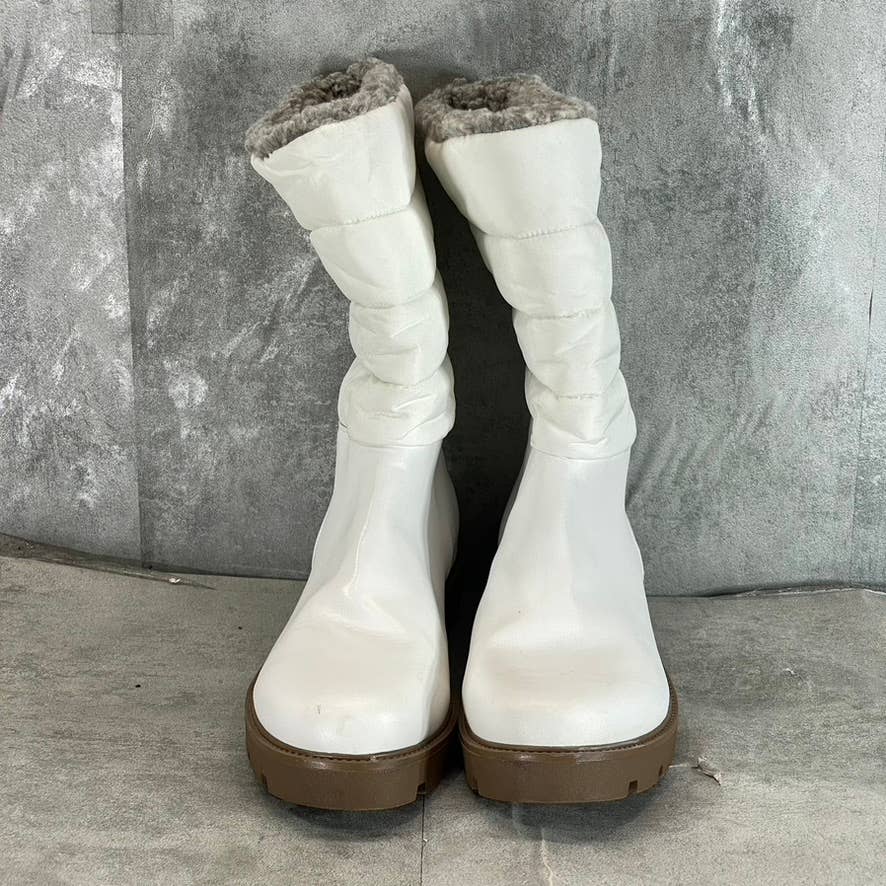 JOURNEE COLLECTION Women's White Nadine Cold-Weather Puffer Pull-On Boots SZ 9.5