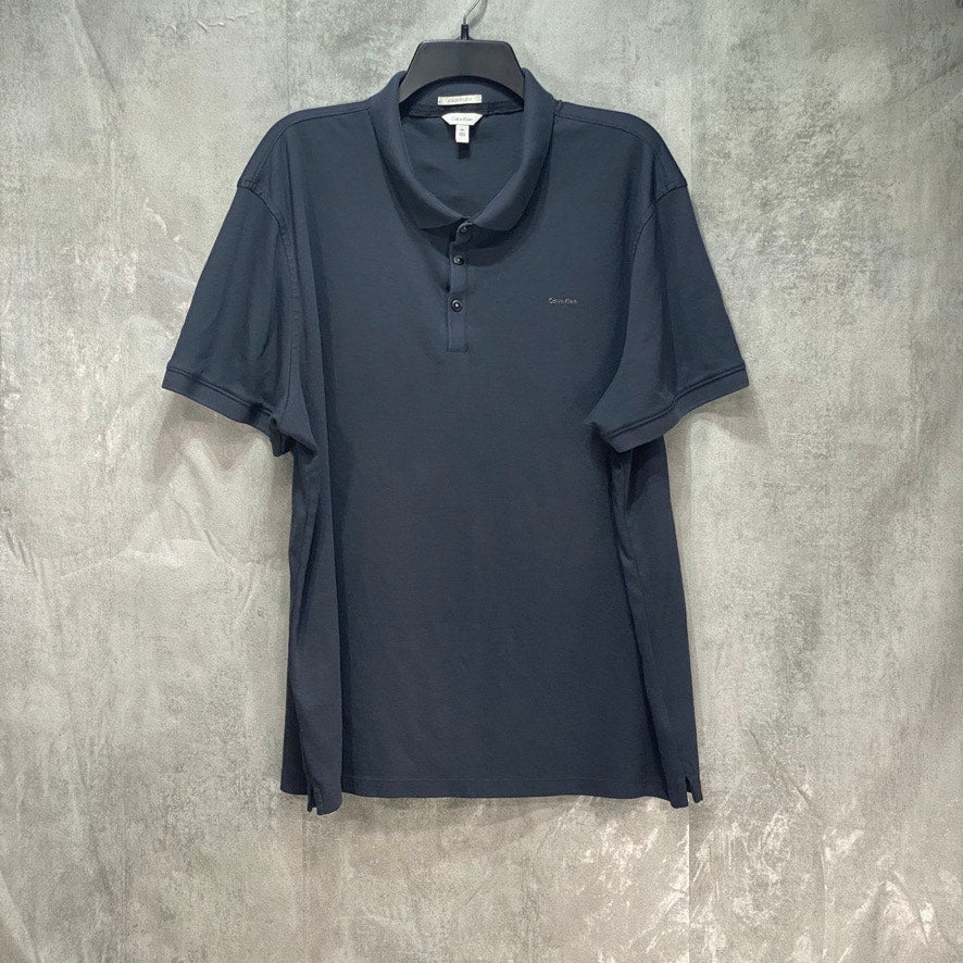 CALVIN KLEIN Grey Liquid Touch Interlock Short Sleeve Polo Shirt SZ 2XL