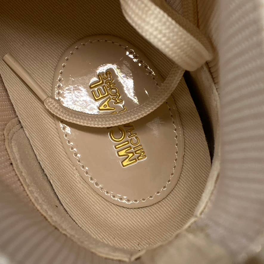 MICHAEL MICHAEL KORS Women's LT Cream Edie Knit Lace-Up High-Top Sneakers SZ 5.5