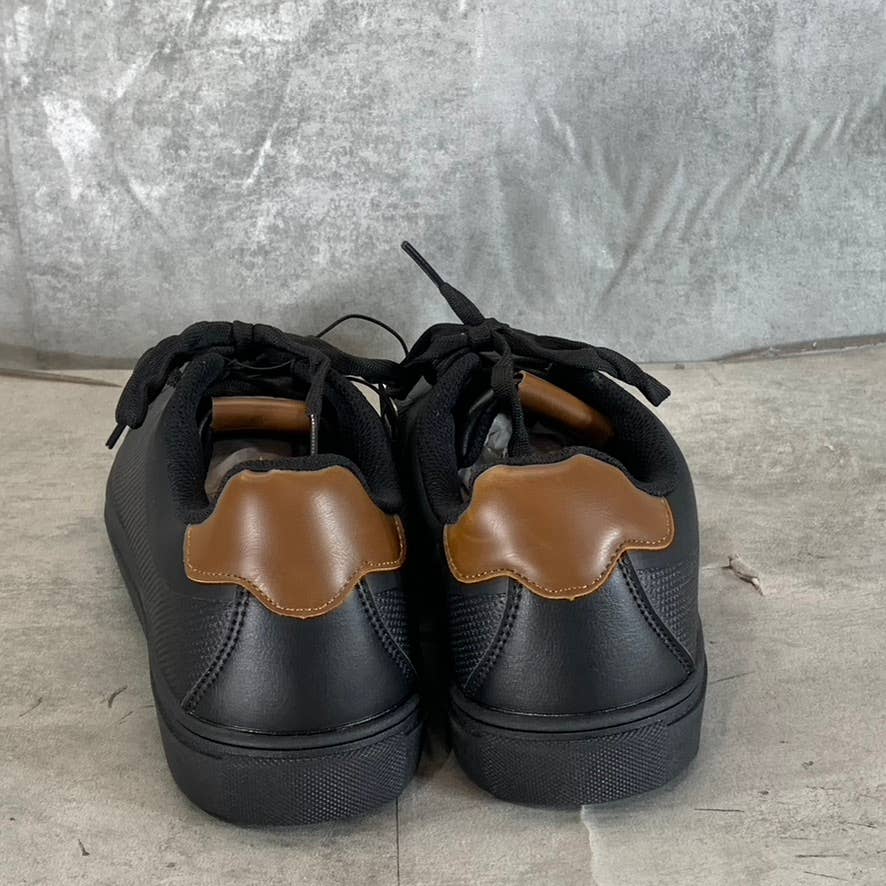 NEW YORK & COMPANY Men's Black Faux-Leather Cooper Low-Top Sneakers SZ 11