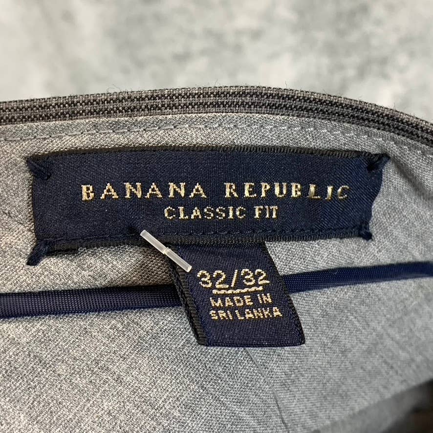 BANANA REPUBLIC Men's Grey Mini Gingham Classic-Fit Dress Pants SZ 32X32