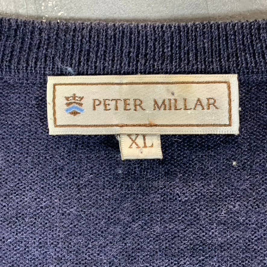 PETER MILLAR Men's Navy Merino Wool V-Neck Pullover Sweater SZ XL