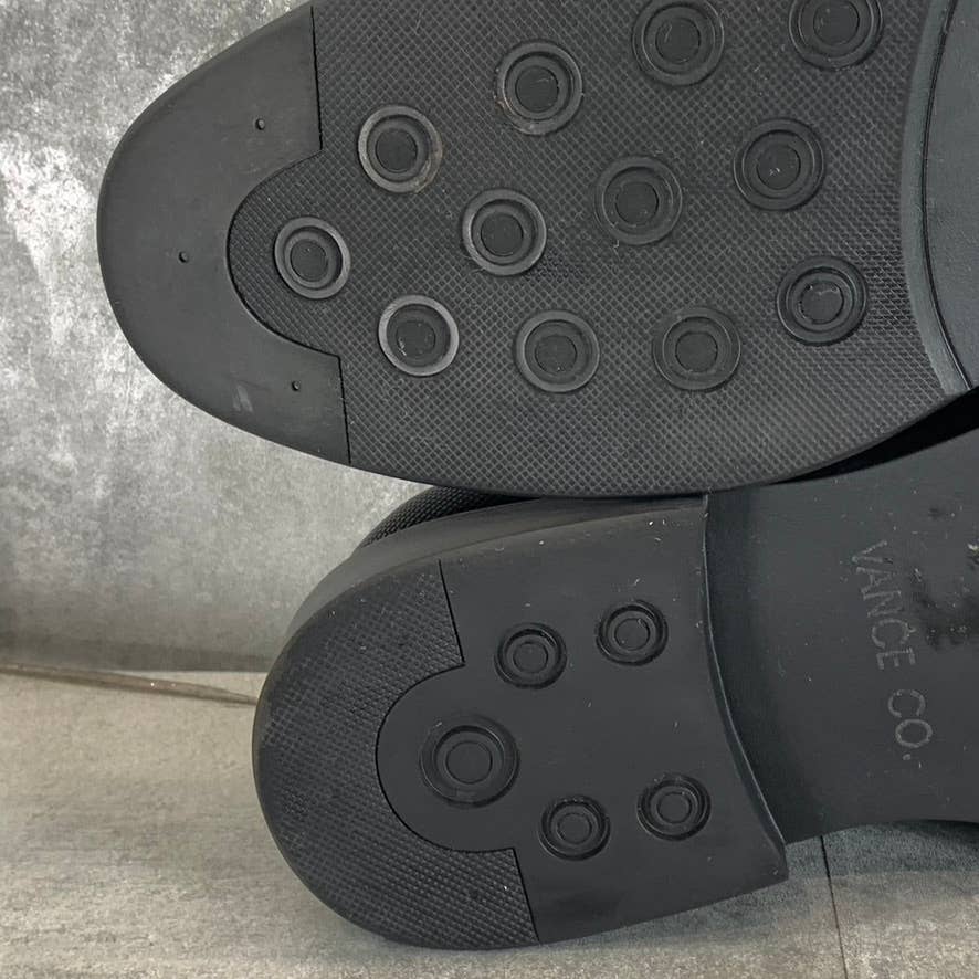 VANCE CO. Men's Black Faux Leather Vincent Plain Toe Lace-Up Oxfords SZ 10