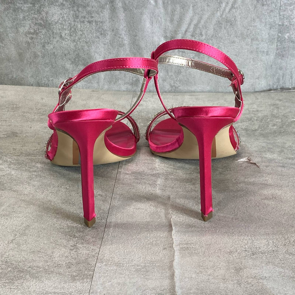 SAM EDELMAN Women's Bold Fuschia Satin Daisie Ankle Strap Stiletto Heels SZ 7
