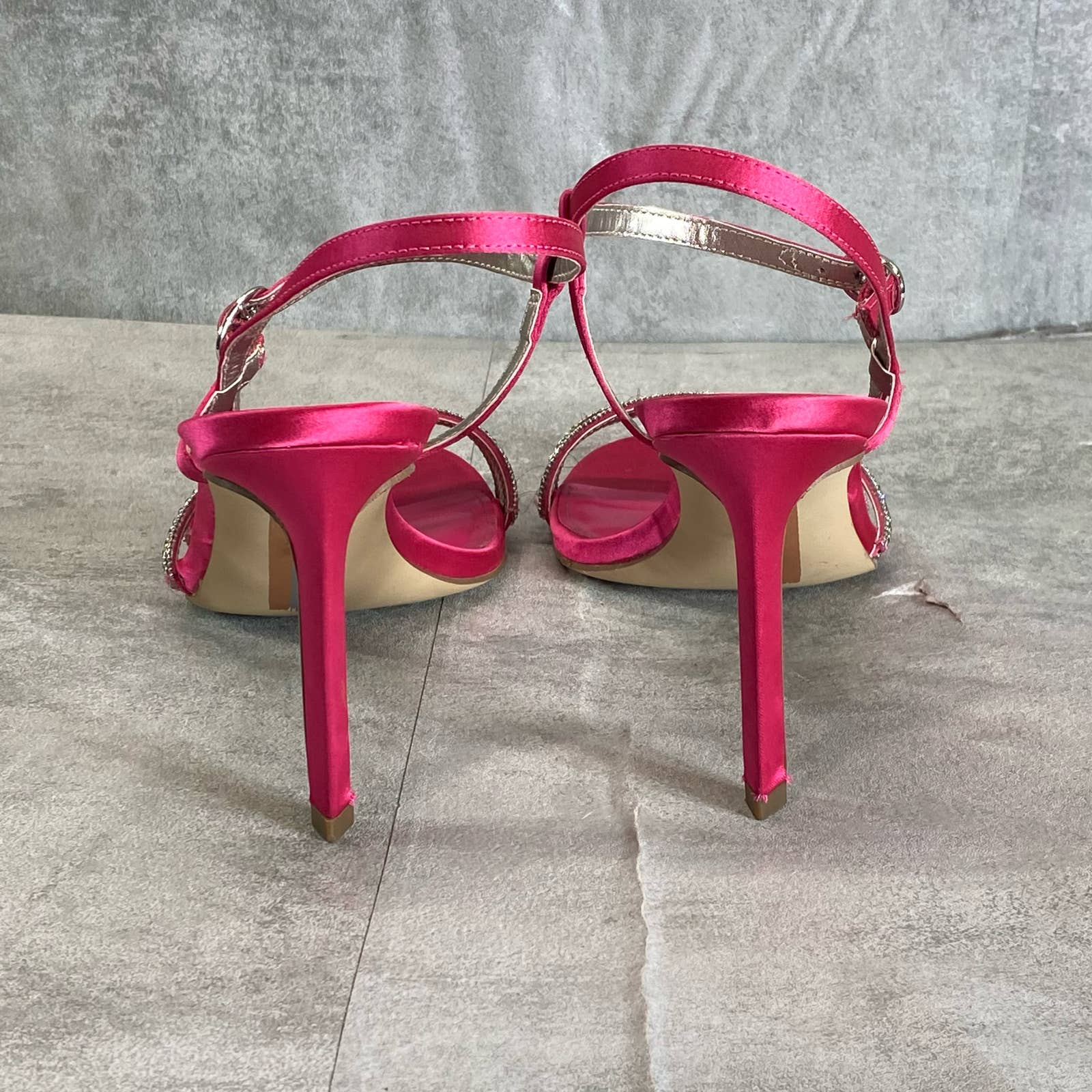 SAM EDELMAN Women's Bold Fuschia Satin Daisie Ankle Strap Stiletto Heels SZ 7