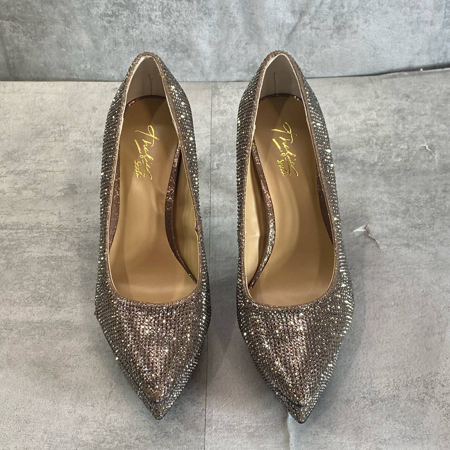 THALIA SODI Women's Pewter Bling Embellished Joey Pointed-Toe Platform Pumps SZ 6.5