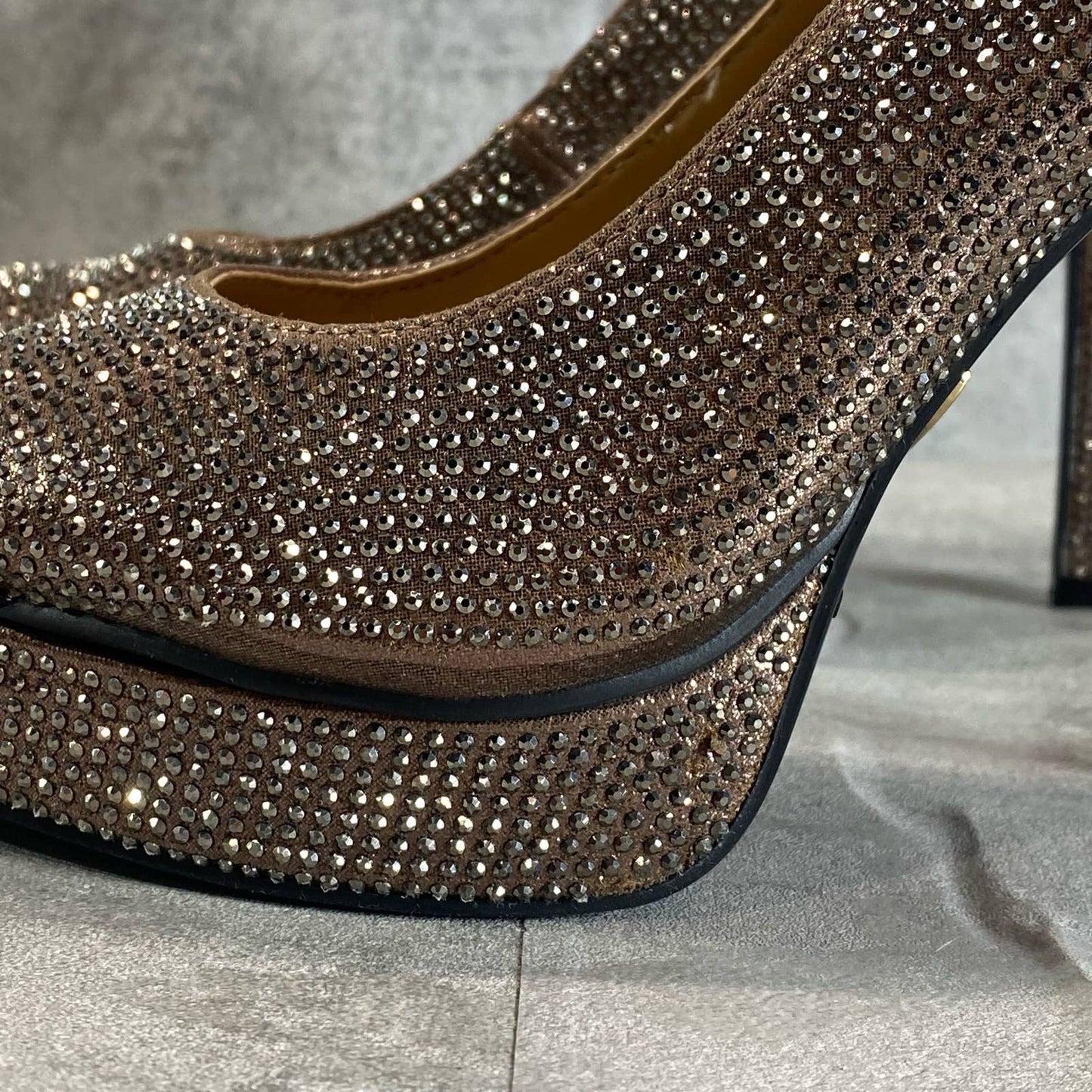 THALIA SODI Women's Pewter Bling Embellished Joey Pointed-Toe Platform Pumps SZ 6.5