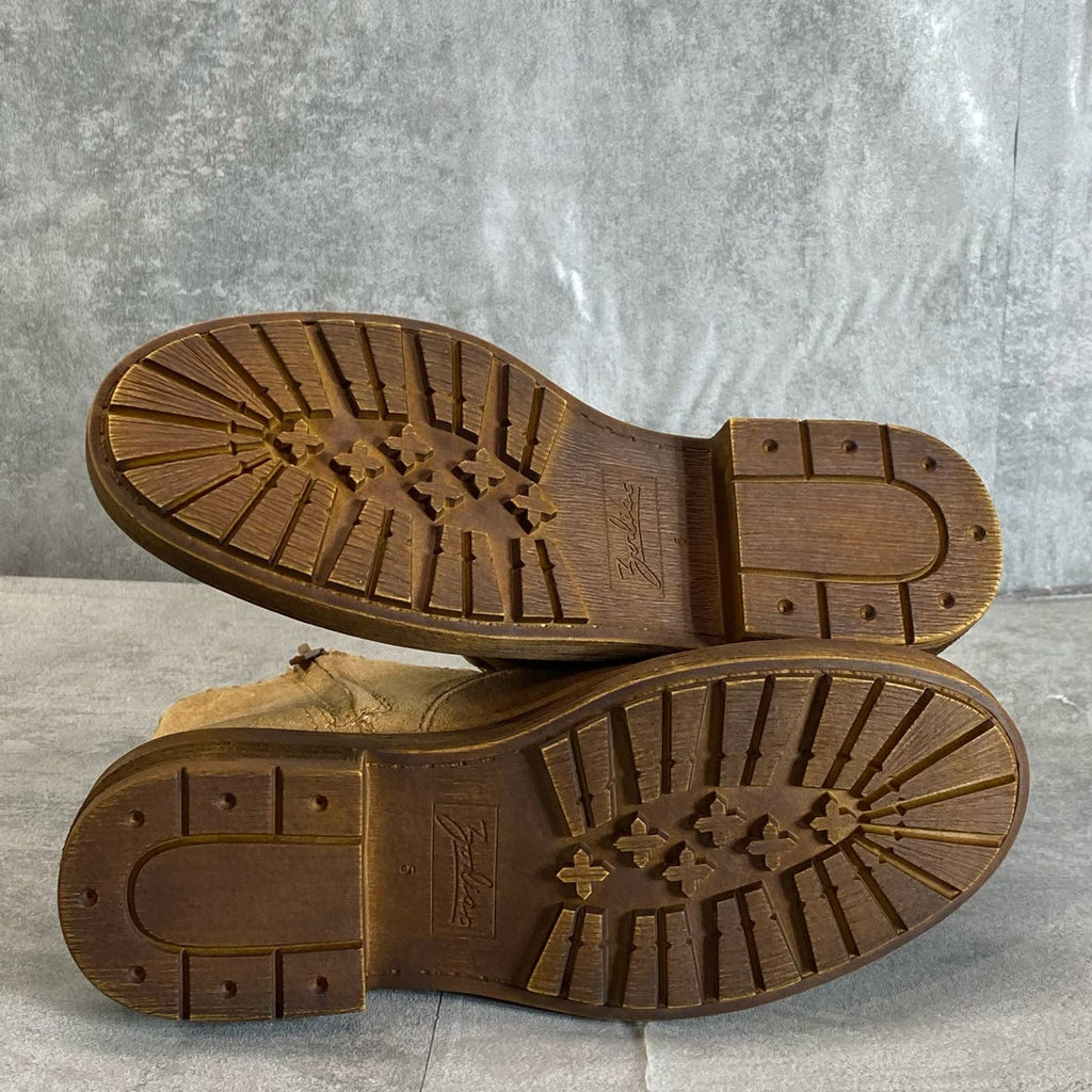 ZODIAC Women's Latte Leather Paisley Lace-Up Side Zip Ankle Boots SZ 5