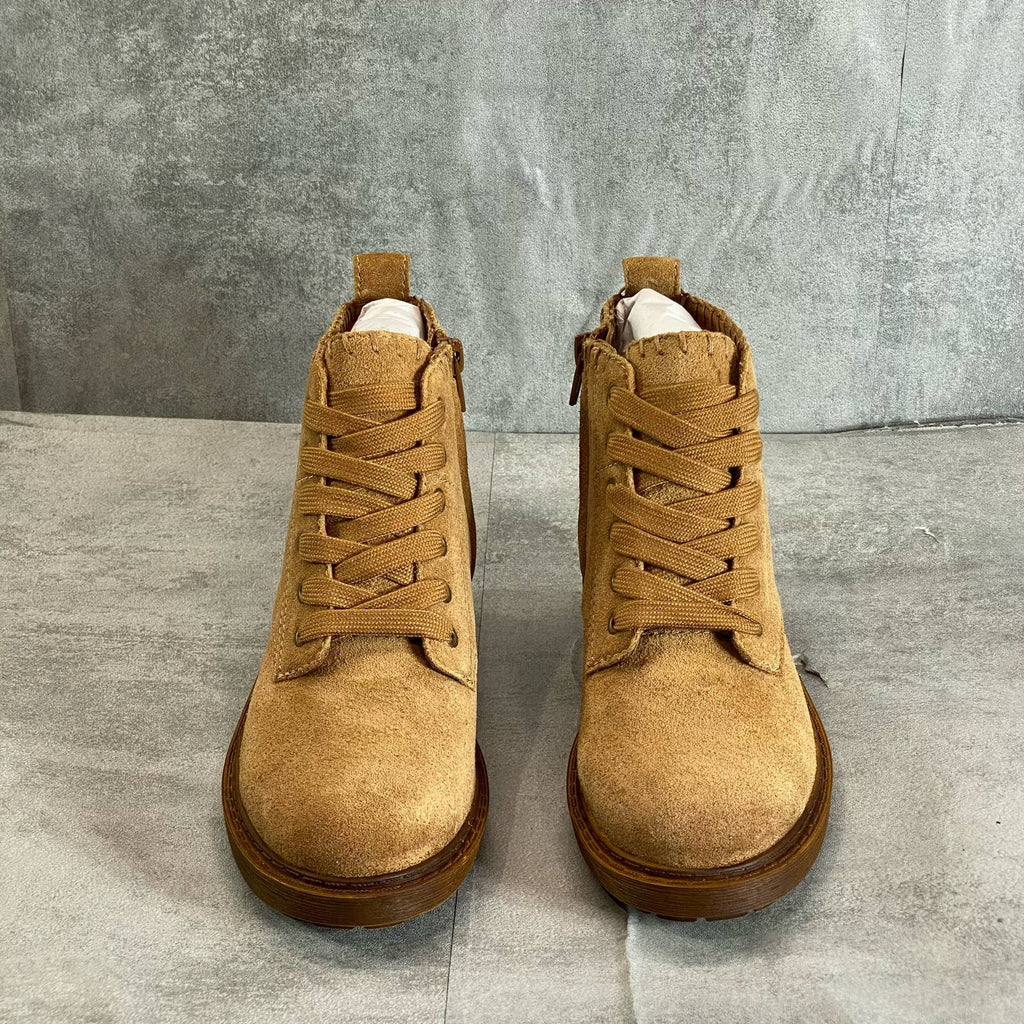 ZODIAC Women's Latte Leather Paisley Lace-Up Side Zip Ankle Boots SZ 5