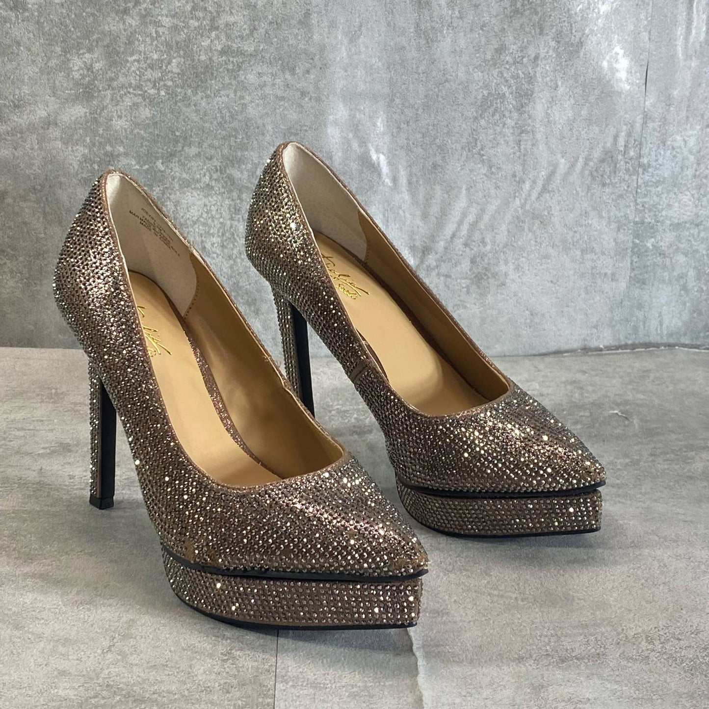 THALIA SODI Women's Pewter Bling Embellished Joey Pointed-Toe Platform Pumps SZ 6.5