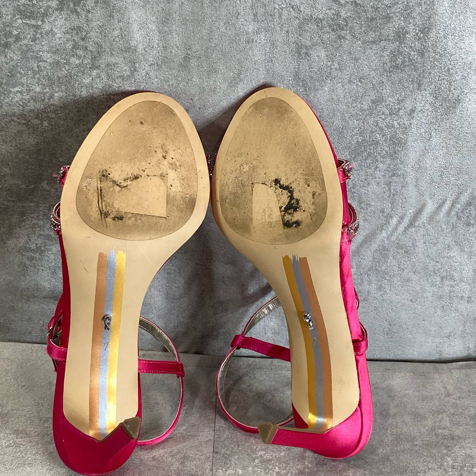 SAM EDELMAN Women's Bold Fuschia Satin Daisie Ankle Strap Stiletto Heels SZ 7
