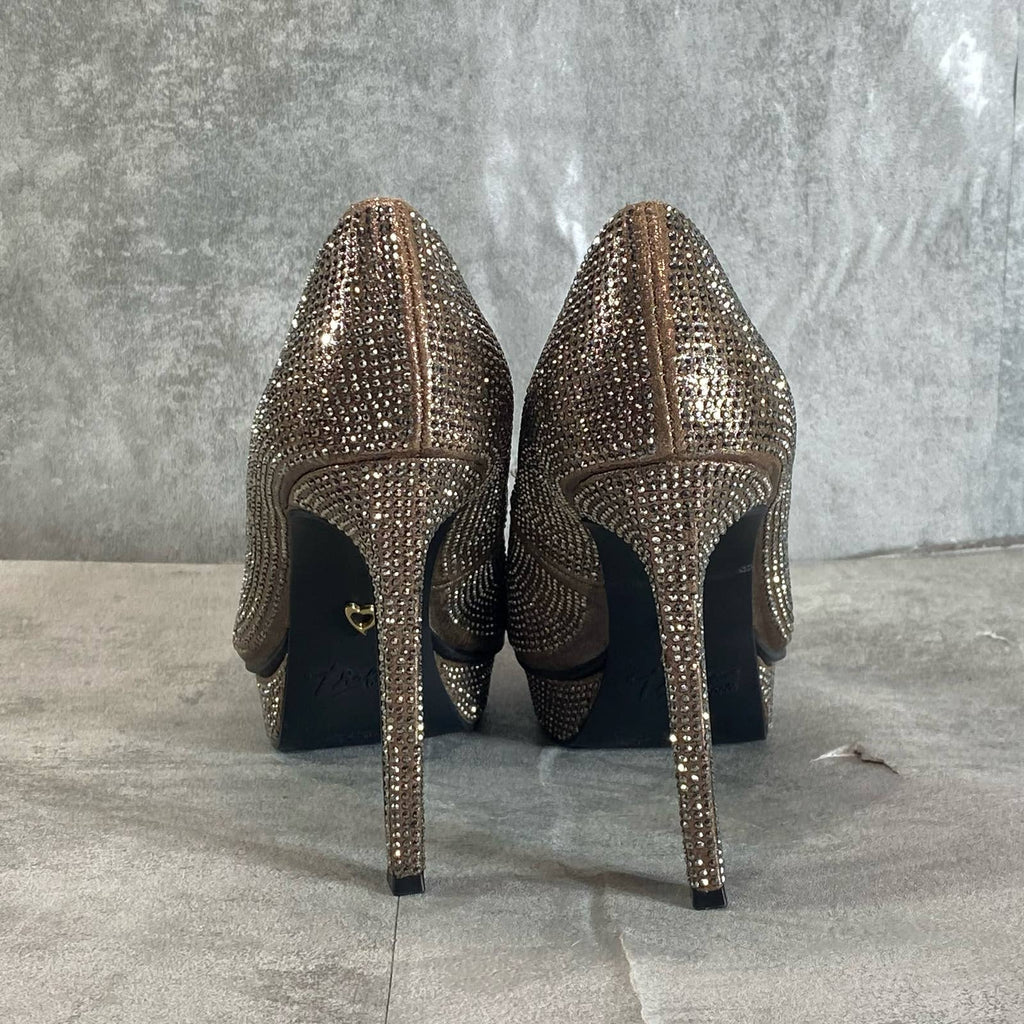 THALIA SODI Women's Pewter Bling Embellished Joey Pointed-Toe Platform Pumps SZ 6.5