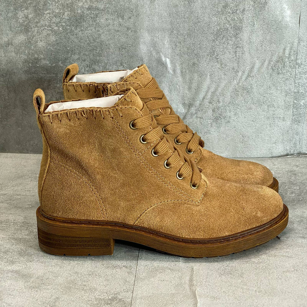 ZODIAC Women's Latte Leather Paisley Lace-Up Side Zip Ankle Boots SZ 5