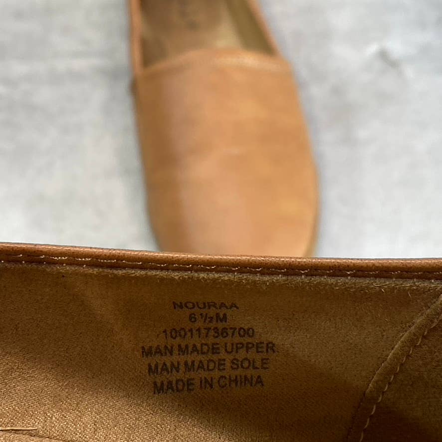 STYLE & CO Women's Coffee Smooth Faux-Leather Nouraa Round-Toe Slip-On Flats