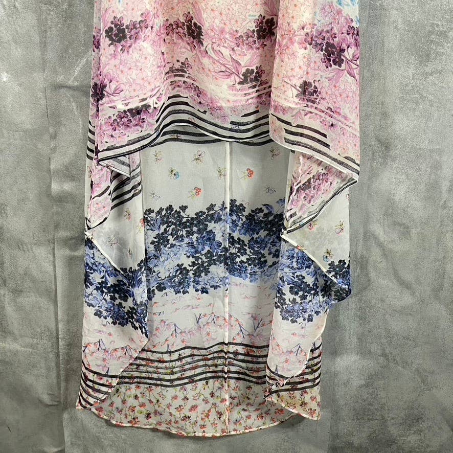 BCBGMAXAZRIA Women's Multi Floral Print Sleeveless Aaric Hi-Low Dress SZ 2XS