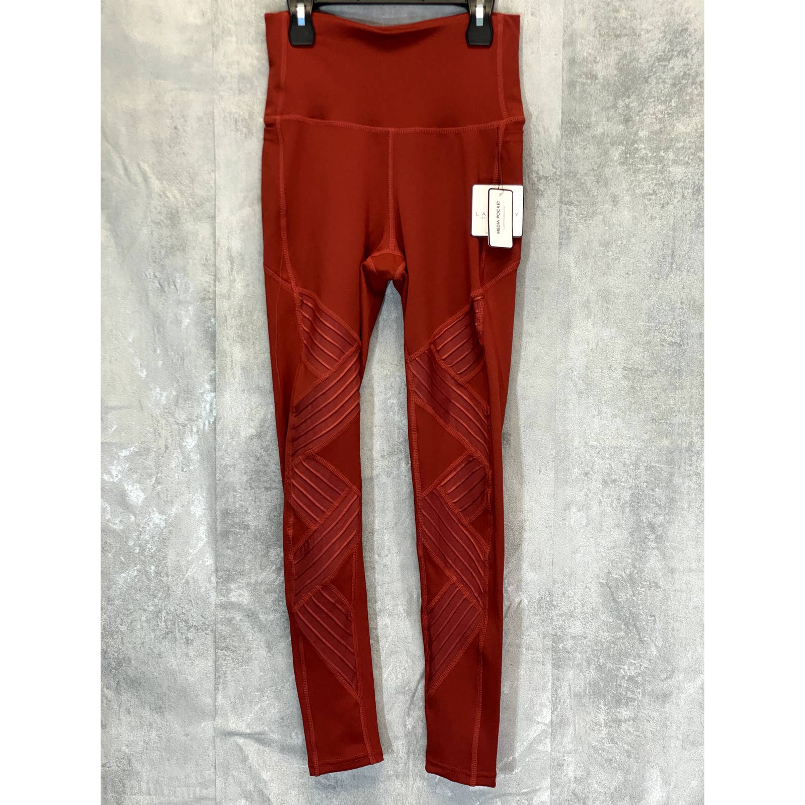 LAUNDRY By Shelli Segal Rust Textured High-Waist Stretch Pull-On Active Leggings SZ S