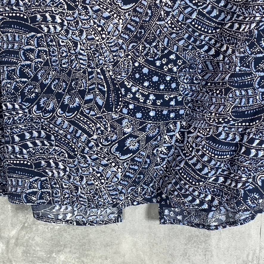 INC INTERNATIONAL CONCEPTS Women's Navy Paisley-Print Button-Up Top SZ S