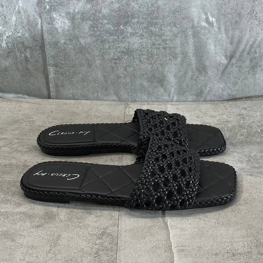 CIRCUS NY By SAM EDELMAN Women's Black Akira Square-Toe Woven Slide Sandals SZ 7