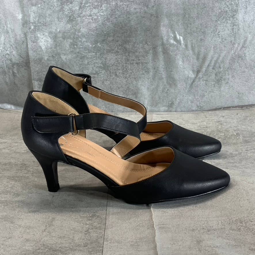 JOURNEE COLLECTION Women's Black Faux Leather Tillis Pointed-Toe Pumps SZ 7.5