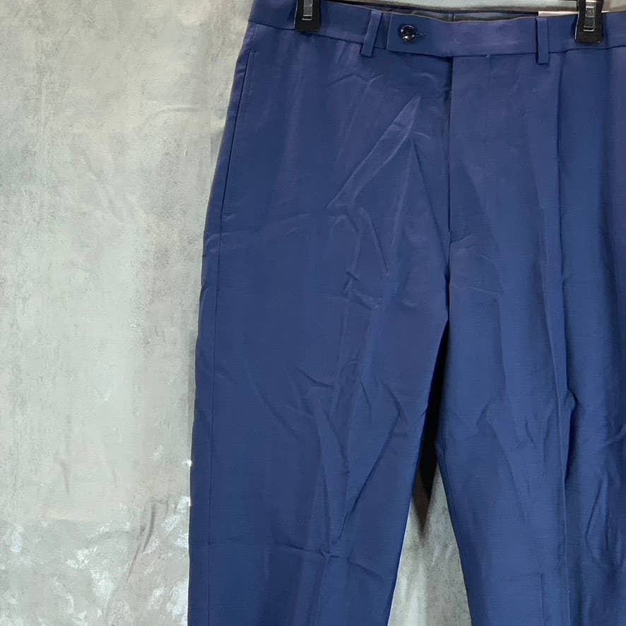 CALVIN KLEIN Men's Blue Slim-Fit Flat Front Dress Pants SZ 32X34