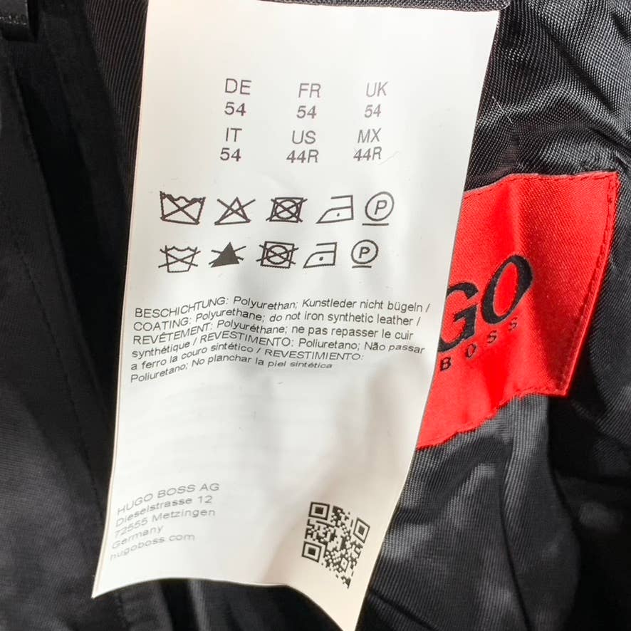 HUGO BOSS Men's Brown Slim-Fit Migor Patterned Stretch 3-Button Overcoat SZ 44R