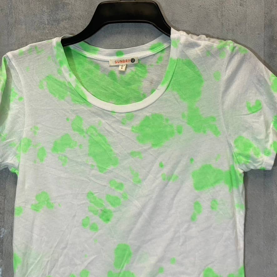 SUNDRY Women's Pop Lime Tie-Dye Short Sleeve Crewneck Top SZ 0