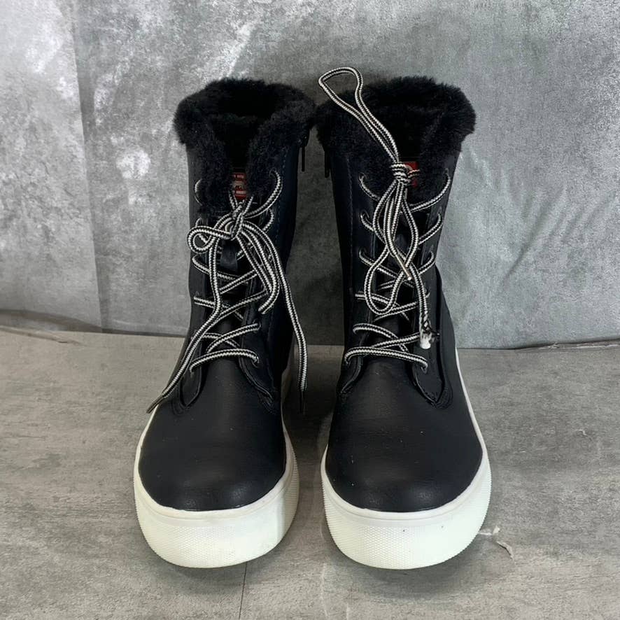 ECKO RED Women's Black Nomi Faux-Fur Lace-Up Platform Boots SZ 7