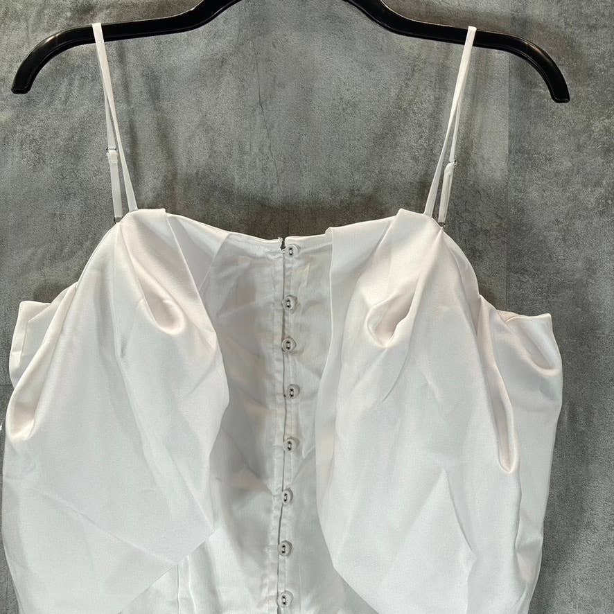 GUESS Women's White Yessica Cold-Shoulder Long-Sleeve Button-Front Top SZ M