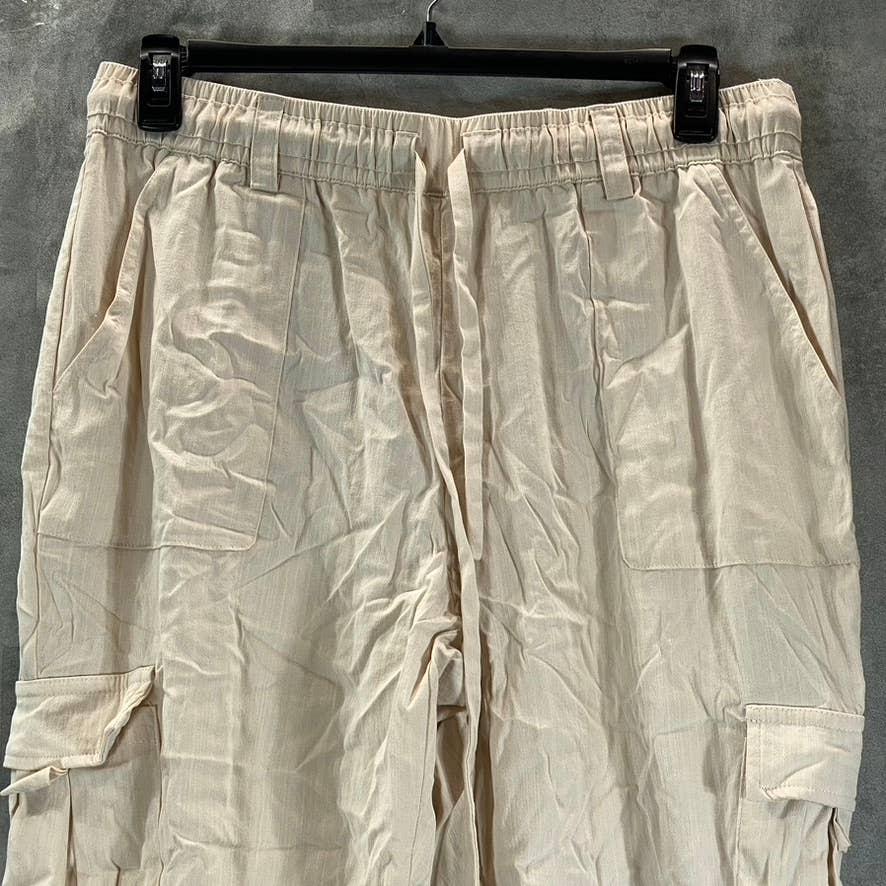 INC Women's Cashmere Cream EARTH Cargo High-Rise Zipper-Hem Joggers SZ L