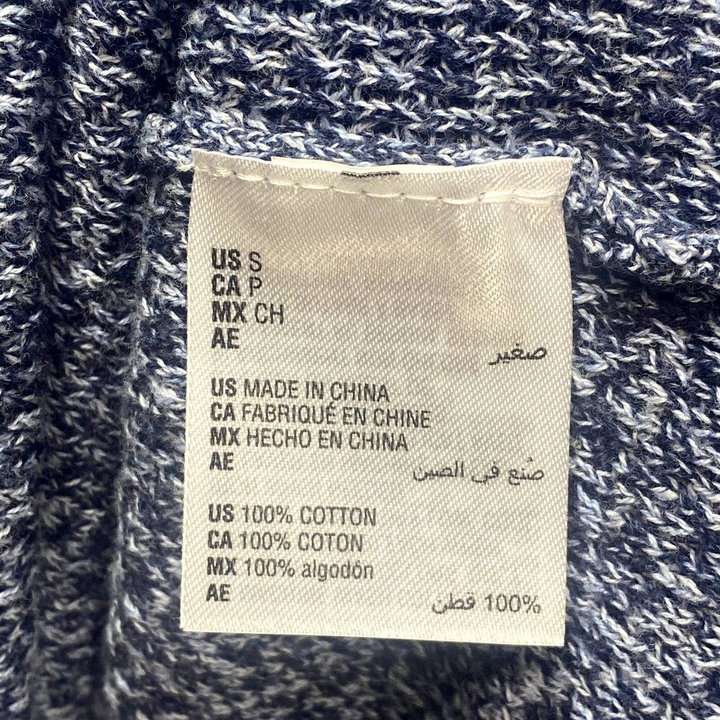 KAREN SCOTT Blue Marisa Cotton Colorblock Textured Curve-Hem Pullover Sweater SZ S