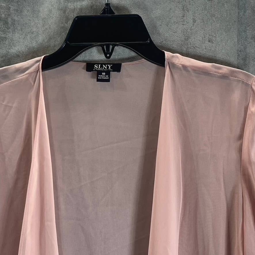 SLNY Women's Faded Rose Bead Embellished Cuff 3/4 Sleeve Drape Jacket SZ10
