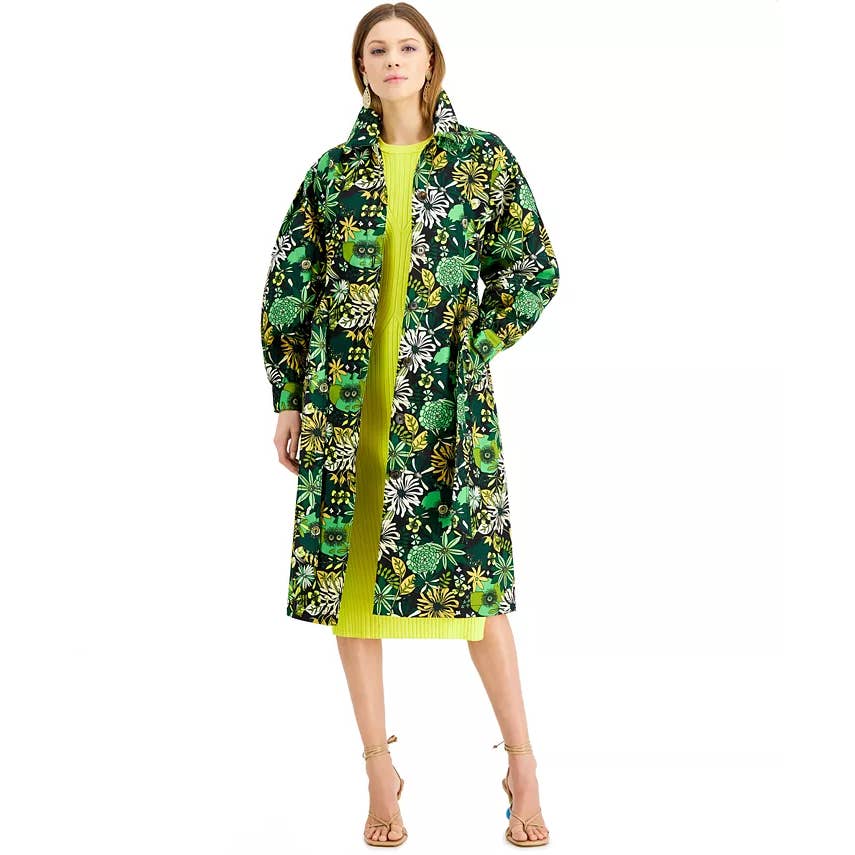 INC INTERNATIONAL CONCEPTS Women's Amara Blooms Floral-Print Twill Trench Coat