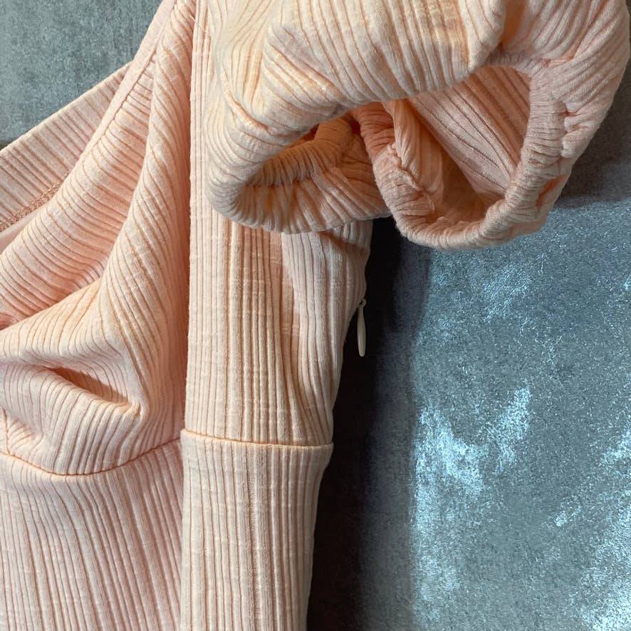 BELLEVUE THE LABEL Women's Nude Pink Rita Bow Short Sleeve Bodice Knit Midi Dress SZ L