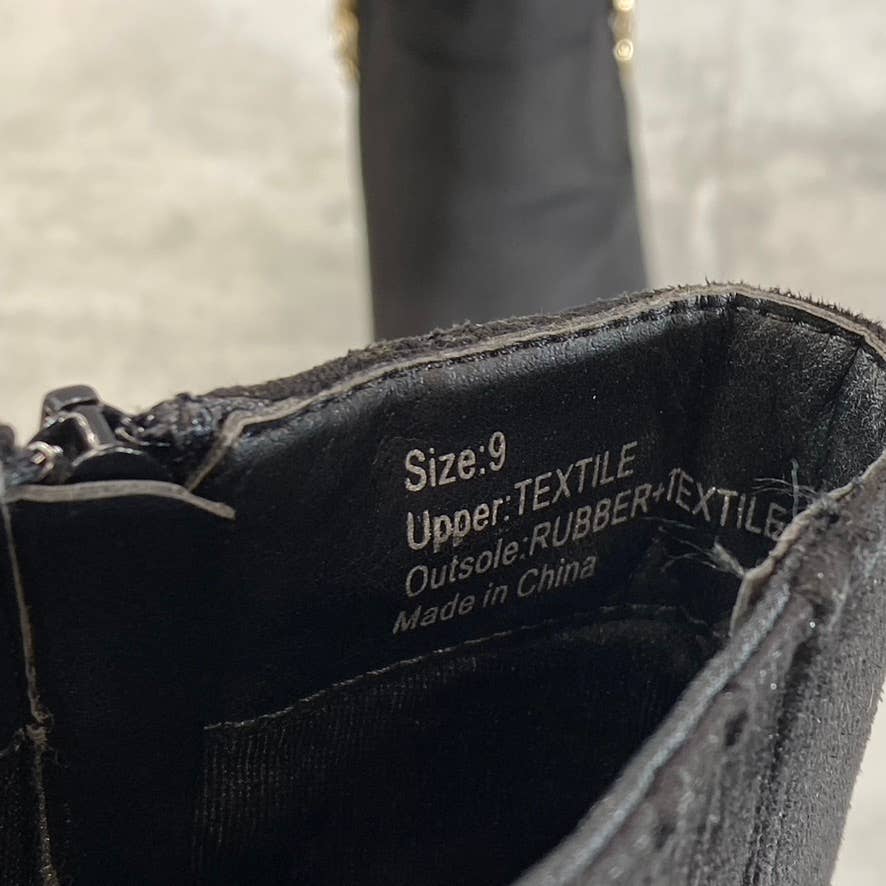 NEW YORK & COMPANY Women's Black Fallon Chain Side-Zip Block-Heel Booties SZ 9