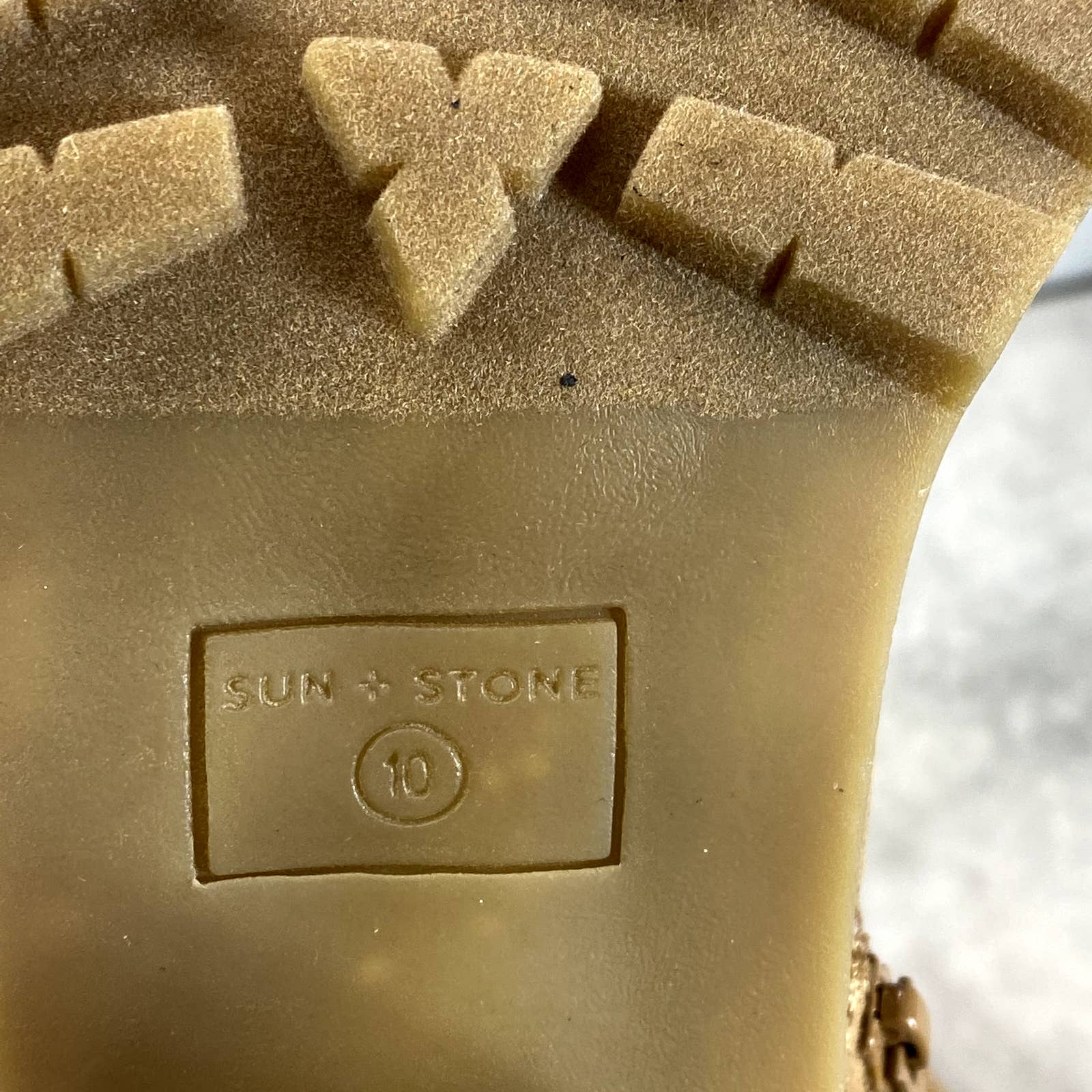 SUN+STONE Women's Taupe Micro Morghan Lug-Sole Block-Heel Booties SZ 10