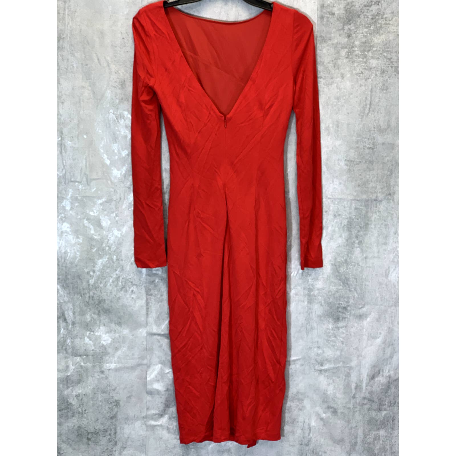 RACHEL ZOE Women's Red Ruched Long Sleeve Side Slit Knee Length Jersey Dress SZ4