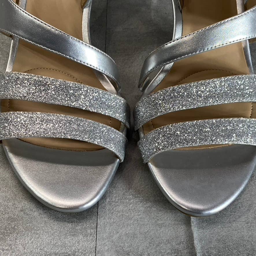 NATURALIZER Women's Silver Taimi Round Open-Toe Slingback Dress Sandals SZ 8