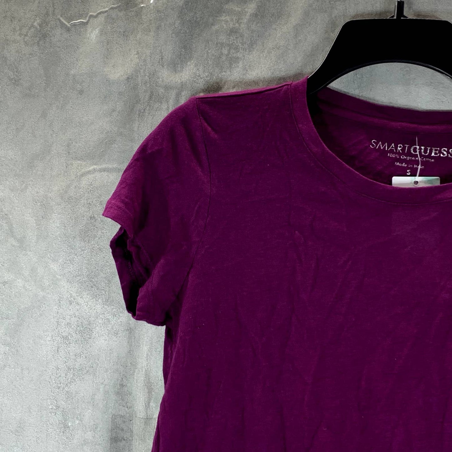 GUESS Women's Euphoria Purple Crewneck Logo Baby Short Sleeve T-Shirt SZ S