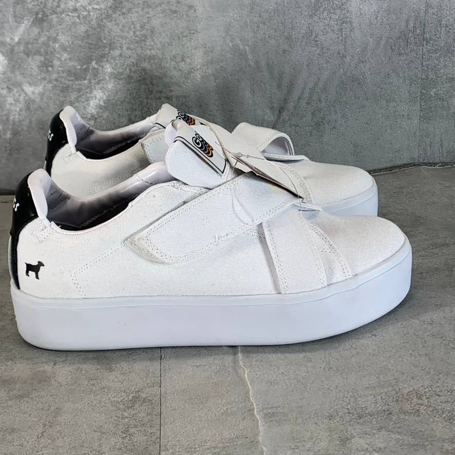 GOATS Women's White Canvas The 728 Cross Straps Platform Slip-On Sneakers SZ 8.5