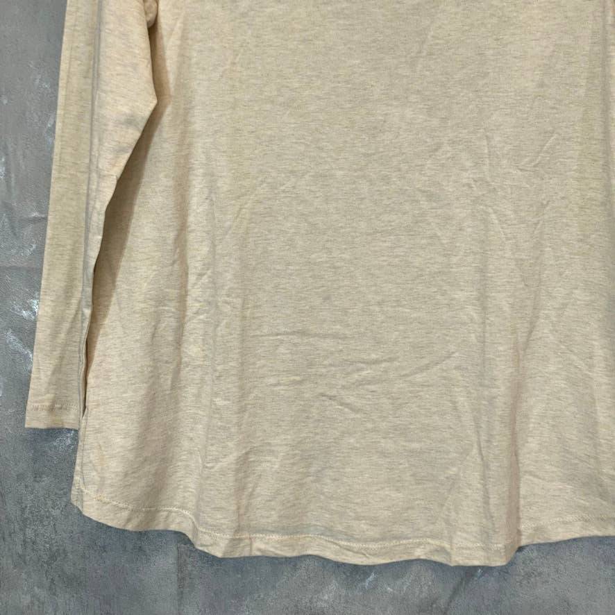 KAREN SCOTT Women's Oatmeal Colorblock Crewneck Long Sleeve Tunic Top SZ M