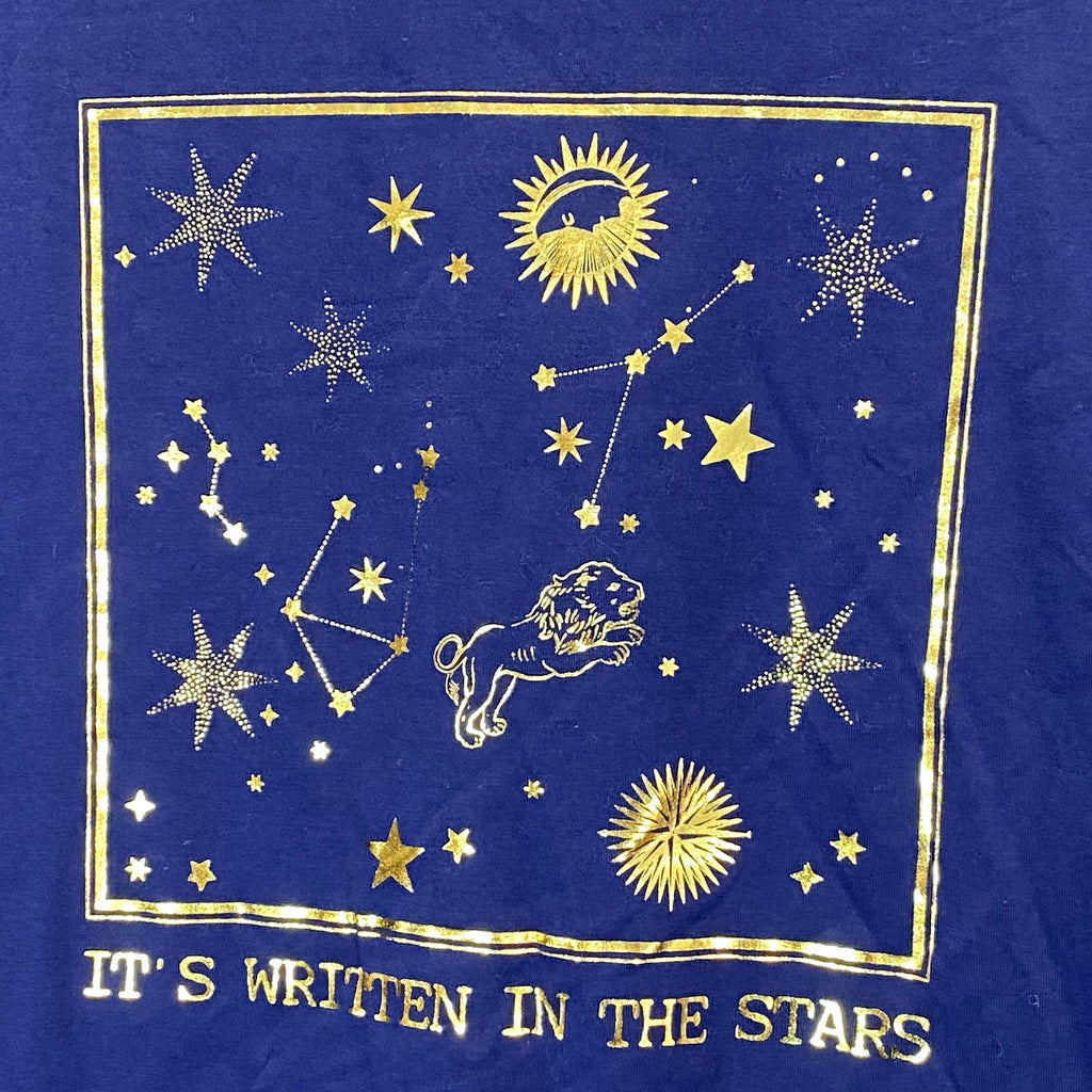 ABOUND Women's Navy Medieval Stars Short Sleeve Crewneck Oversized T-Shirt SZ XS