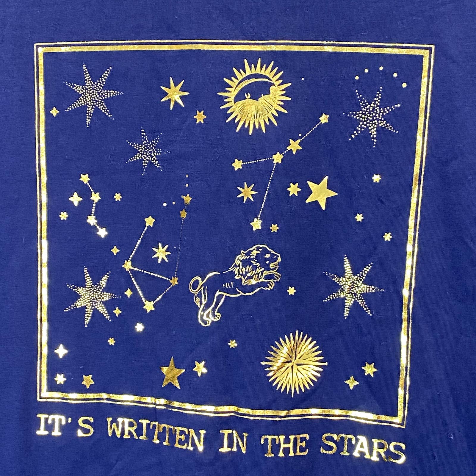 ABOUND Women's Navy Medieval Stars Short Sleeve Crewneck Oversized T-Shirt SZ XS