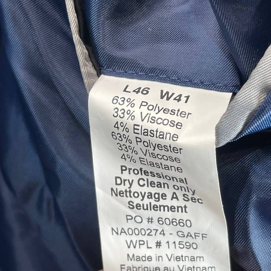 NAUTICA Men's Blue Solid Long Modern-Fit Two-Button Bi-Stretch Suit Jacket SZ46L